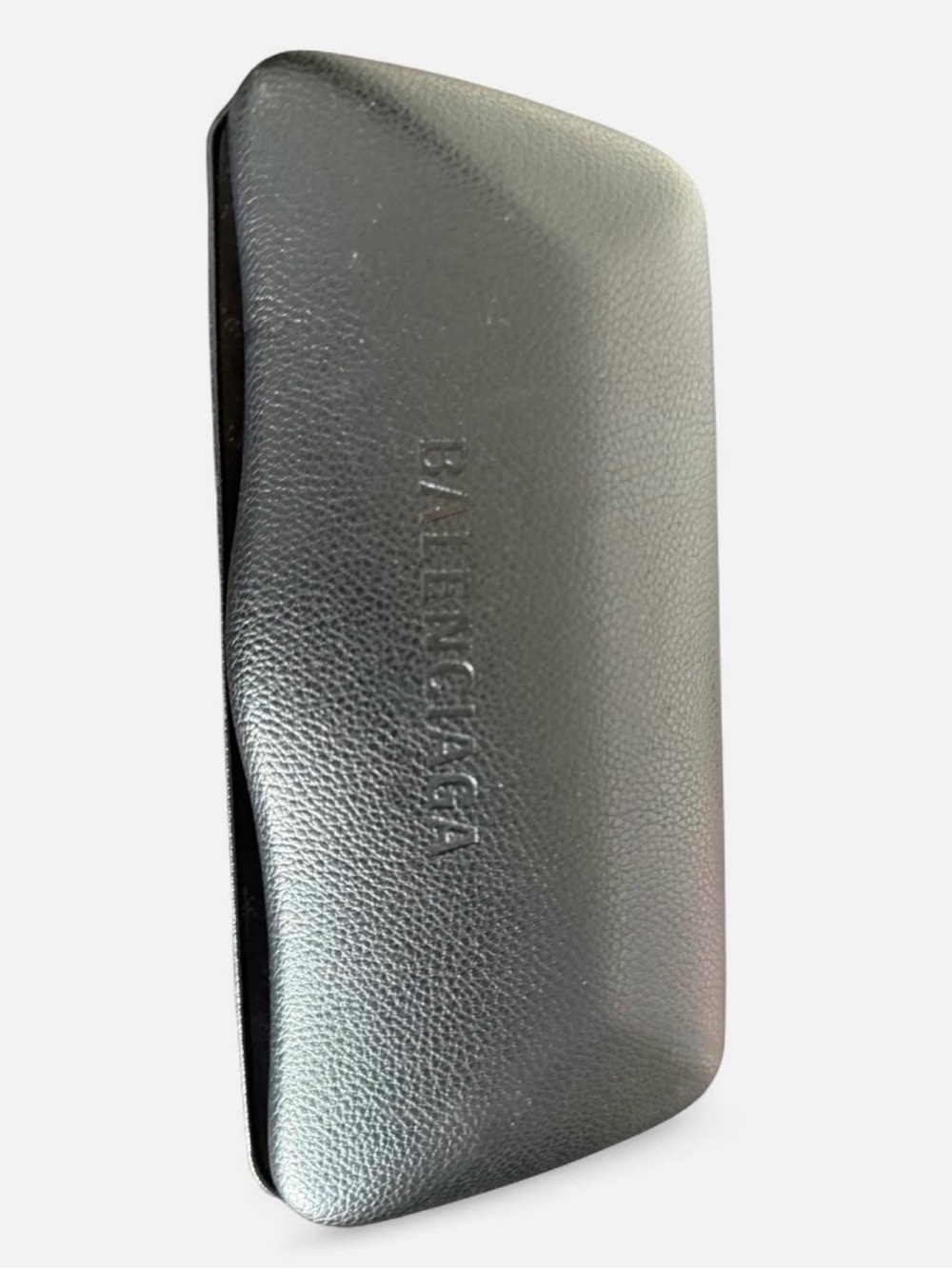 Balenciaga Black Pebbled Leather Sunglasses Case